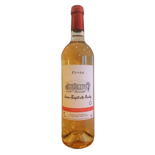 Wine bottle with a label on a white background