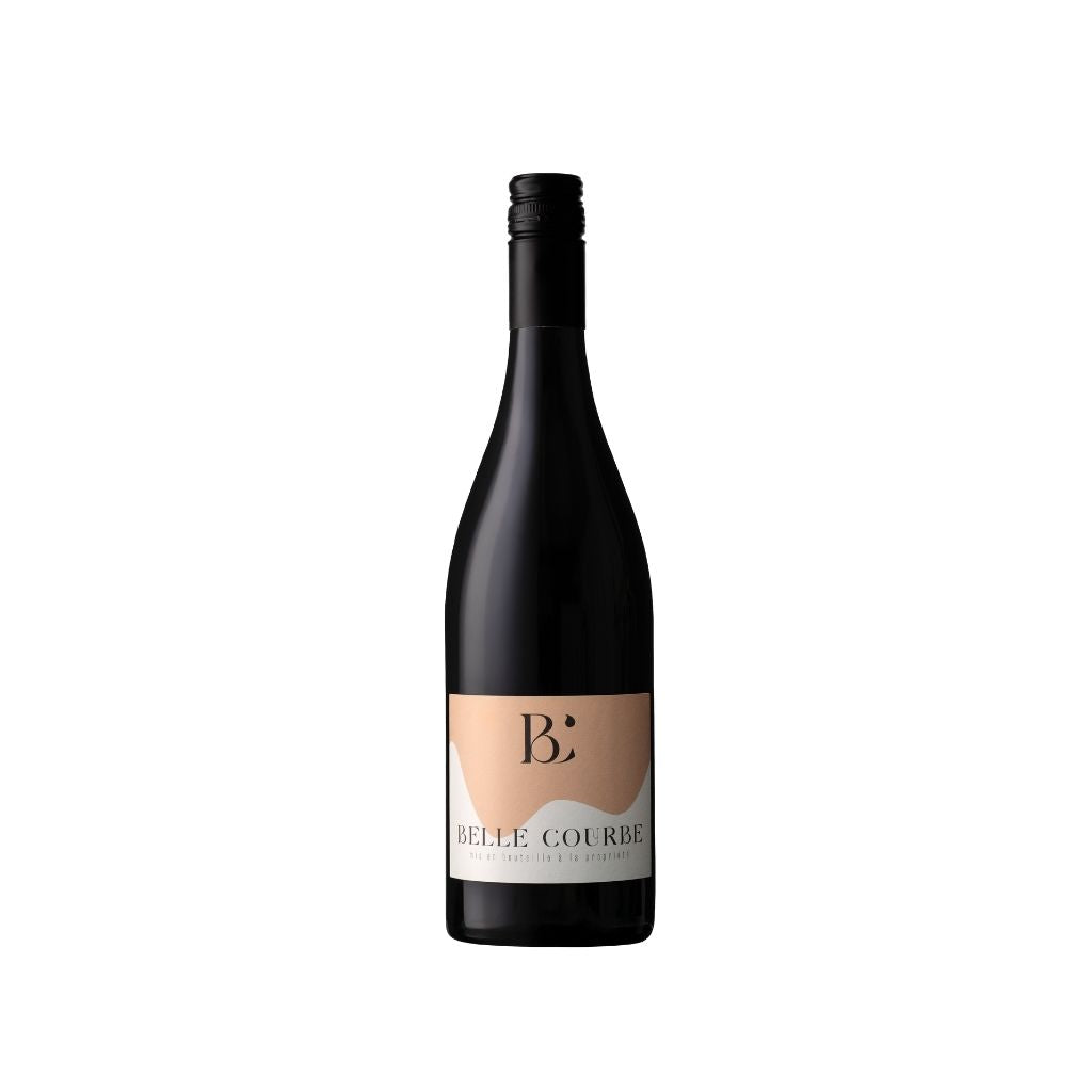 Wine bottle with a visible label on a white background