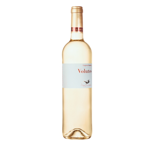 Wine bottle labeled 'Volutes' on a white background